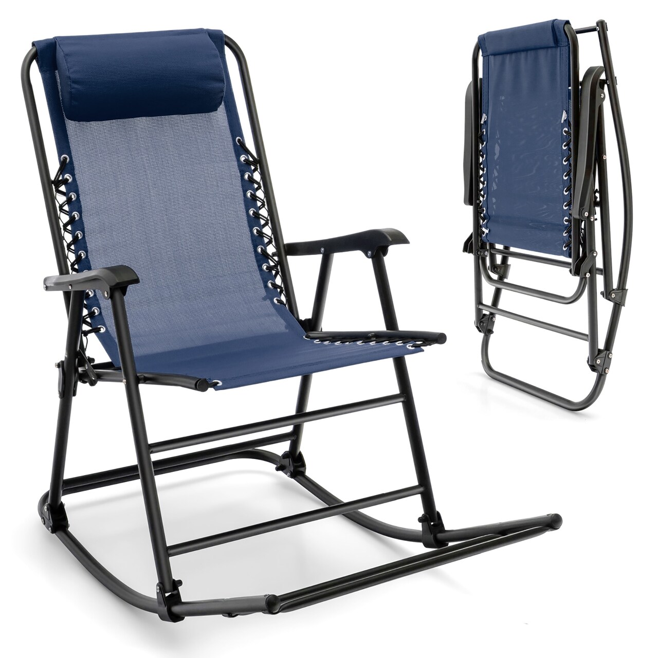 Costway Folding Zero Gravity Rocking Chair Rocker Porch Outdoor Patio Headrest